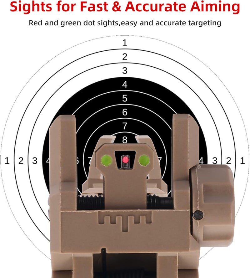 JORMIX Folding Fiber Optic Sights Flip Up Sights Front and Rear Back up Sights for Picatinny Weaver Rails with Red Green Full Dots Polymer - Image 2